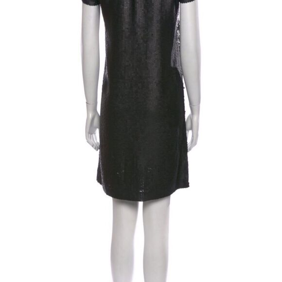 THEORY Sequin Dress Black Silk Maryanka Matte Stretch Mini Cap Sleeves A Line 10 - Picture 4 of 9